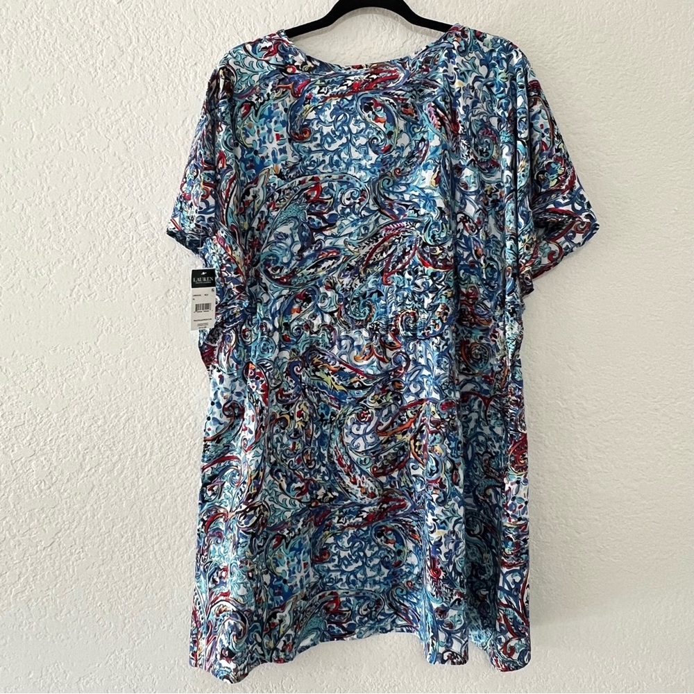 NWT Lauren Ralph Lauren Mystic Blue Paisley Dress‎ Swim Cover-Up Women's Size XL - Picture 3 of 8